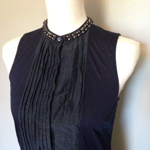 J. Crew Navy Jeweled Tuxedo Tank Size XS